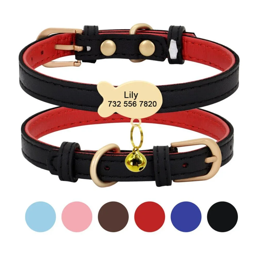 Personalized Cat Collar and Pet Dog Puppy Kitten Engraved Name ID Tag Adjustable